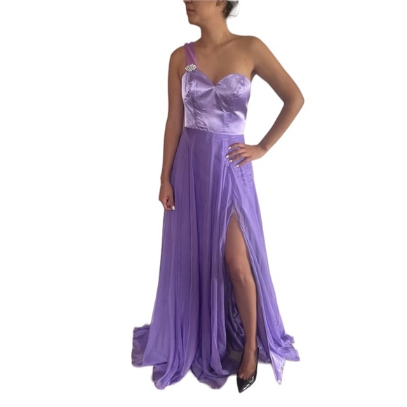 Jovani Lavender One Shoulder Gown - Picture 1 of 6